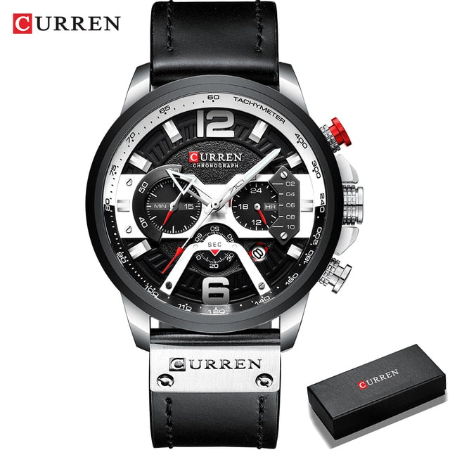 Military Leather Chronograph Wristwatch-Tay's Goodies