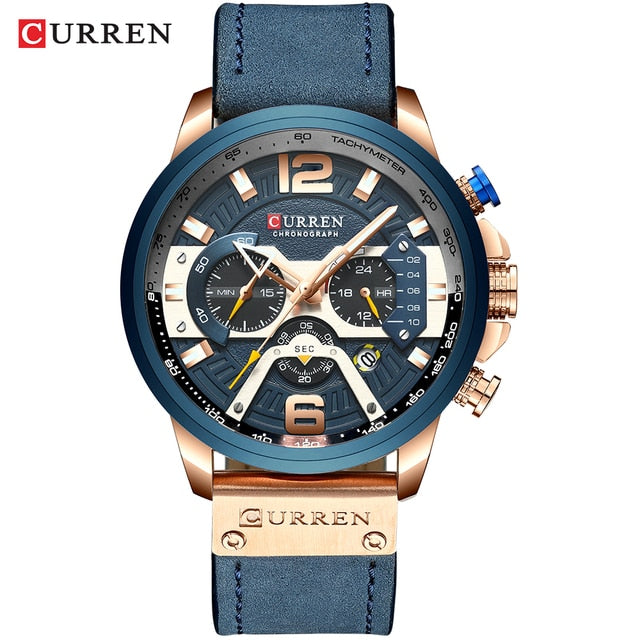 Military Leather Chronograph Wristwatch-Tay's Goodies