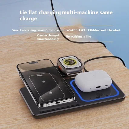 3 In 1 LED Fast Wireless Charger Stand Foldable Charging Station-Tay's Goodies
