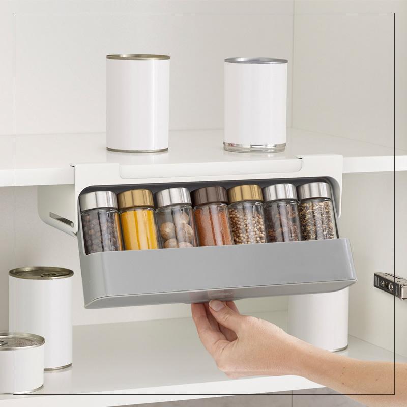 Kitchen Self-Adhesive Wall-Mounted Spice Organizer-Tay's Goodies