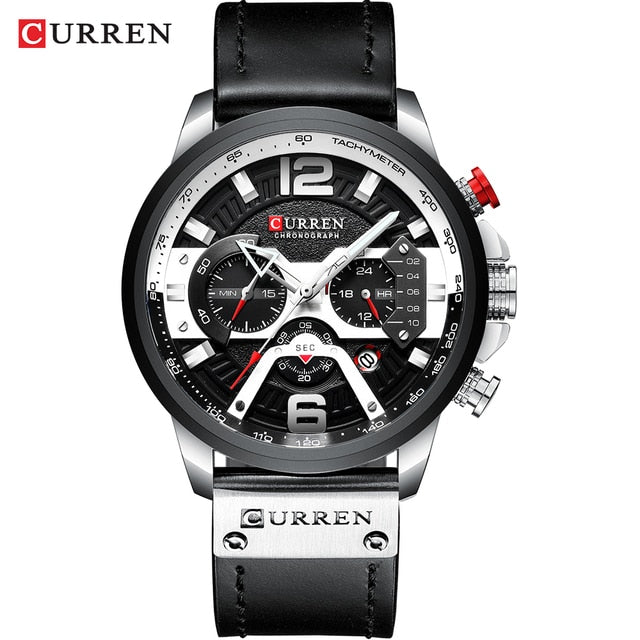 Military Leather Chronograph Wristwatch-Tay's Goodies