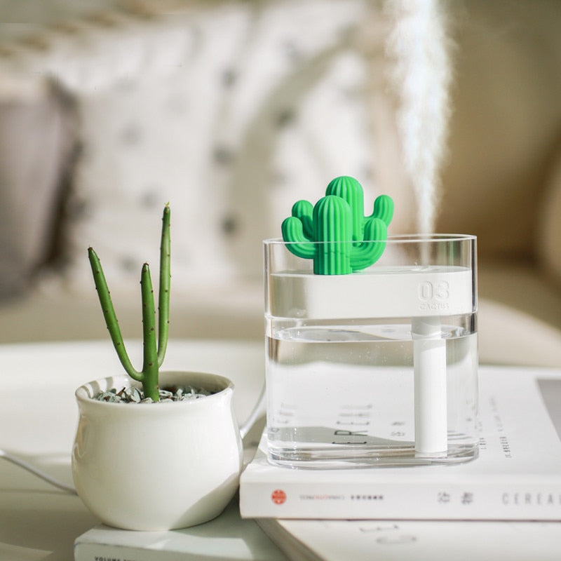 160ML Ultrasonic Air Humidifier Clear Cactus Color Light USB Essential Oil Diffuser Car Purifier Aroma Diffusor Anion Mist Maker-Tay's Goodies