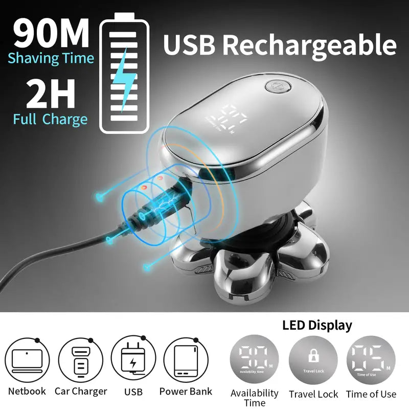 5-in-1 Electric Razor for Bald Men with LED Display-Tay's Goodies
