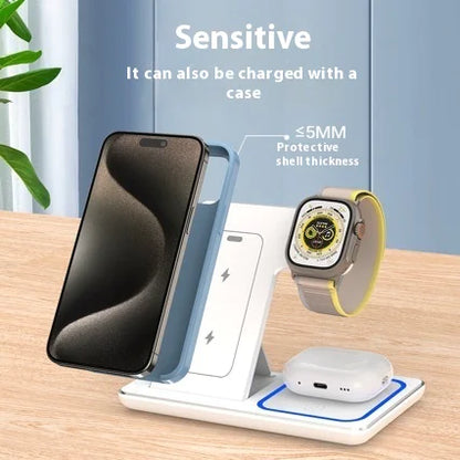 3 In 1 LED Fast Wireless Charger Stand Foldable Charging Station-Tay's Goodies