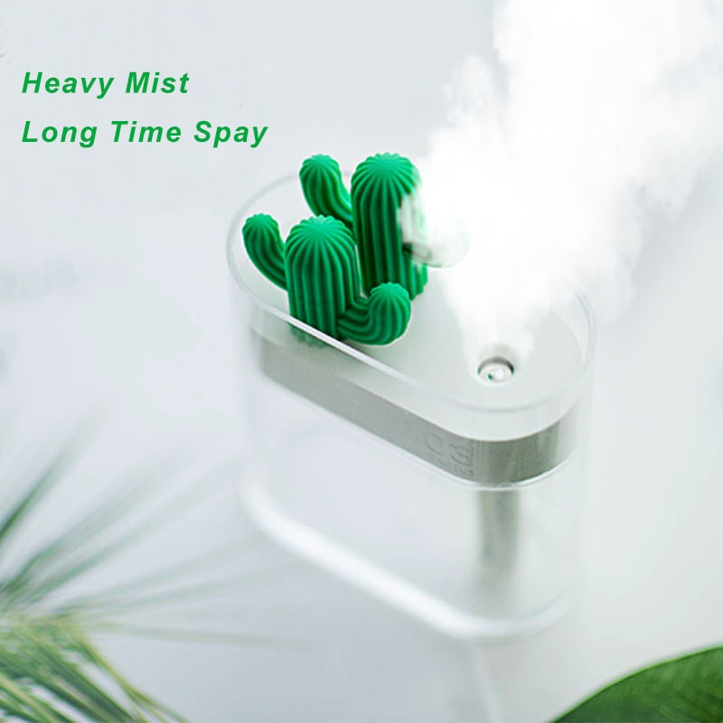 160ML Ultrasonic Air Humidifier Clear Cactus Color Light USB Essential Oil Diffuser Car Purifier Aroma Diffusor Anion Mist Maker-Tay's Goodies