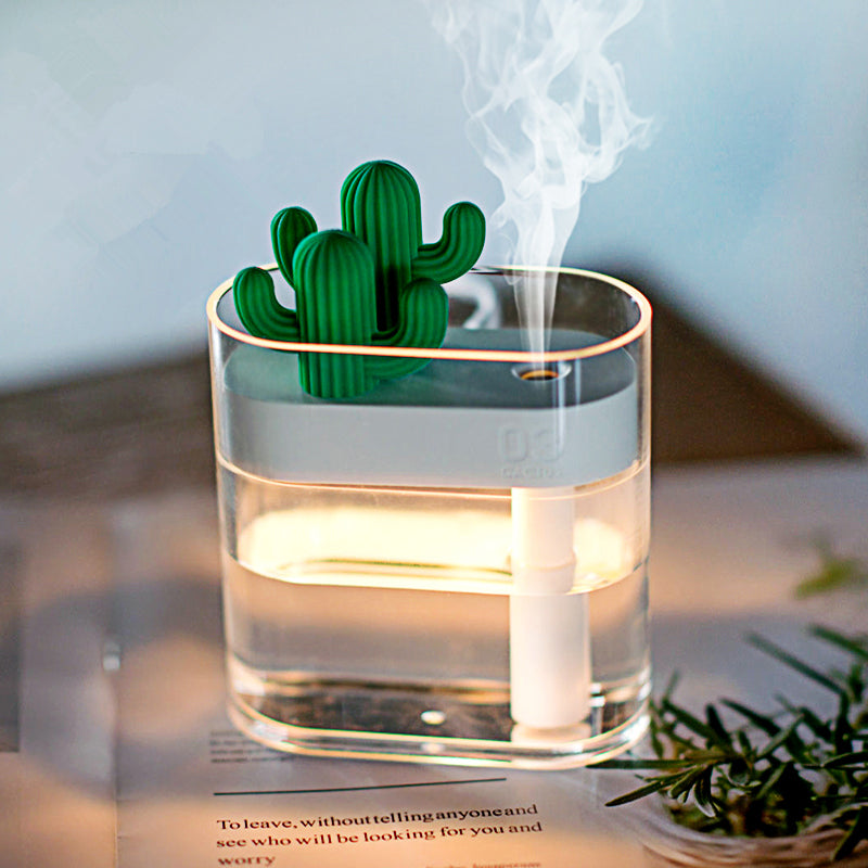 160ML Ultrasonic Air Humidifier Clear Cactus Color Light USB Essential Oil Diffuser Car Purifier Aroma Diffusor Anion Mist Maker-Tay's Goodies